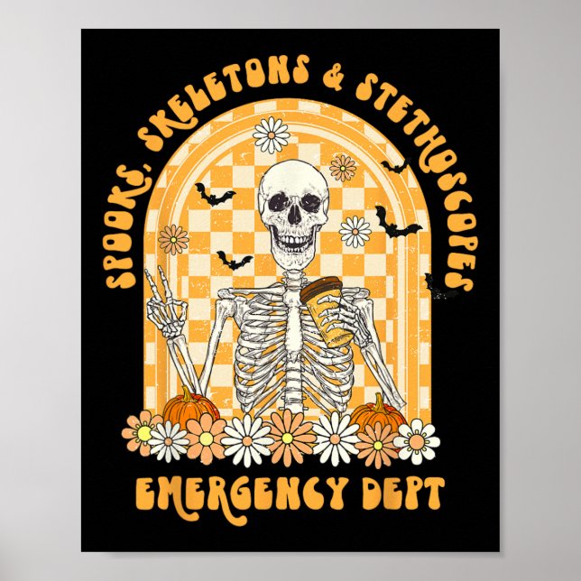 Poster Manchas Esqueletos E Estetoscópio (Frente)