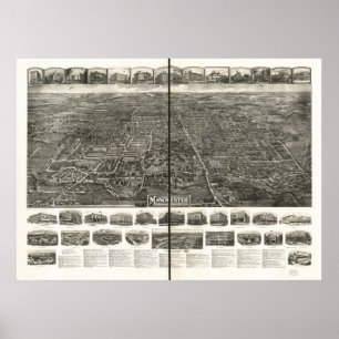 Póster Manchester Connecticut 1914 mapas panorâmicos