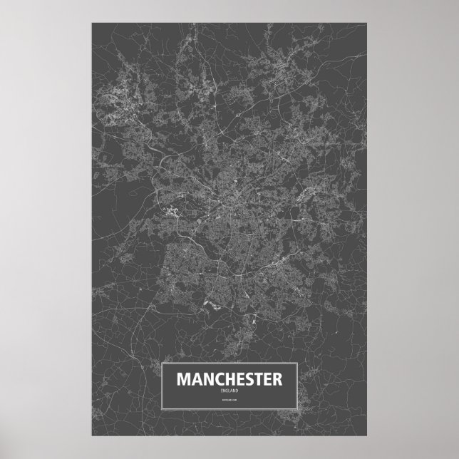 Poster Manchester, Inglaterra (branco a preto) (Frente)