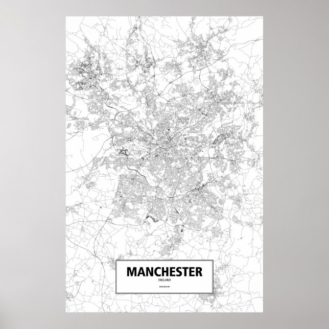 Póster Manchester, Inglaterra (preto no branco) (Frente)