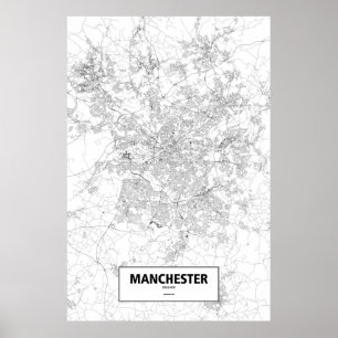 Póster Manchester, Inglaterra (preto no branco)