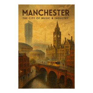 Póster Manchester, Inglaterra – Uma Cidade de Música