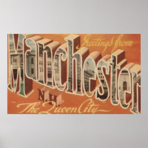Poster Manchester, New Hampshire - Carta Maiúscula