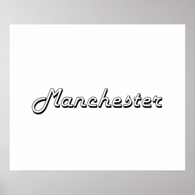 Póster Manchester New Hampshire Classic Retro Design (Frente)