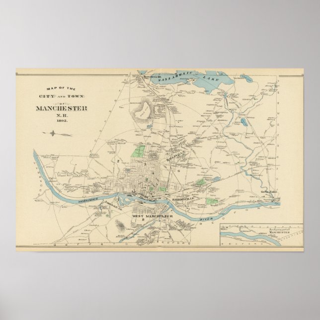 Poster Manchester, NH city, (Frente)