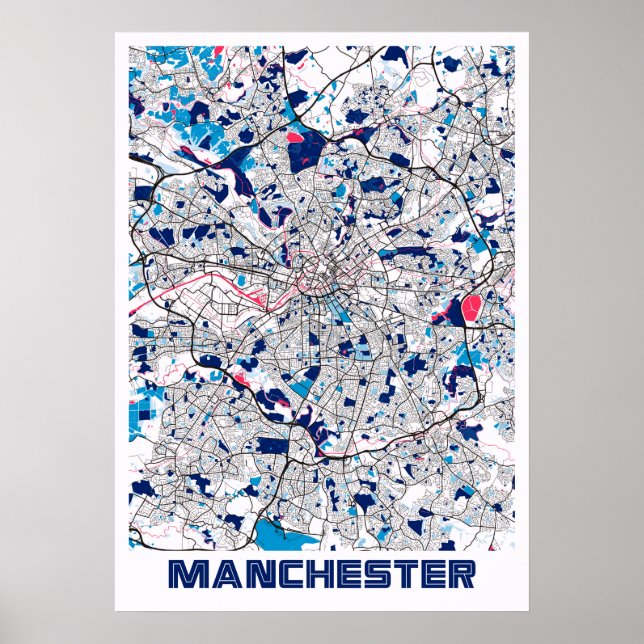 Poster Manchester - Reino Unido MilkTea City Map (Frente)