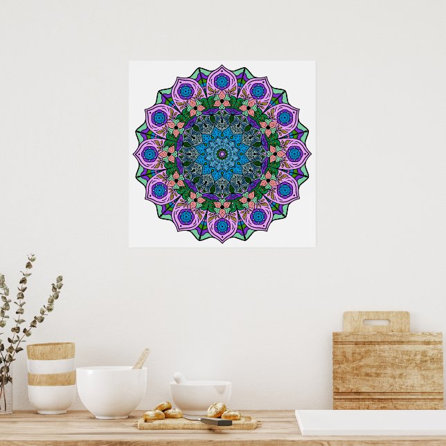 Poster Mandala 12-2 TealRose - Cartaz (Cozinha)