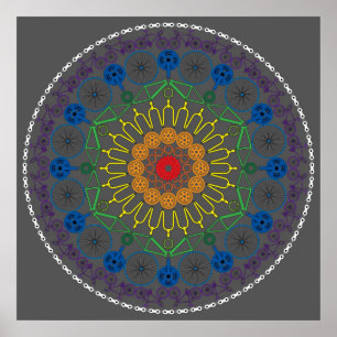Póster Mandala 2 da bicicleta