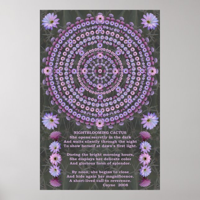 Poster Mandala 5 da noite com Poem (Frente)