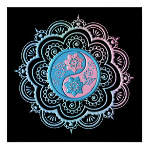 Póster Mandala Azul e Rosa