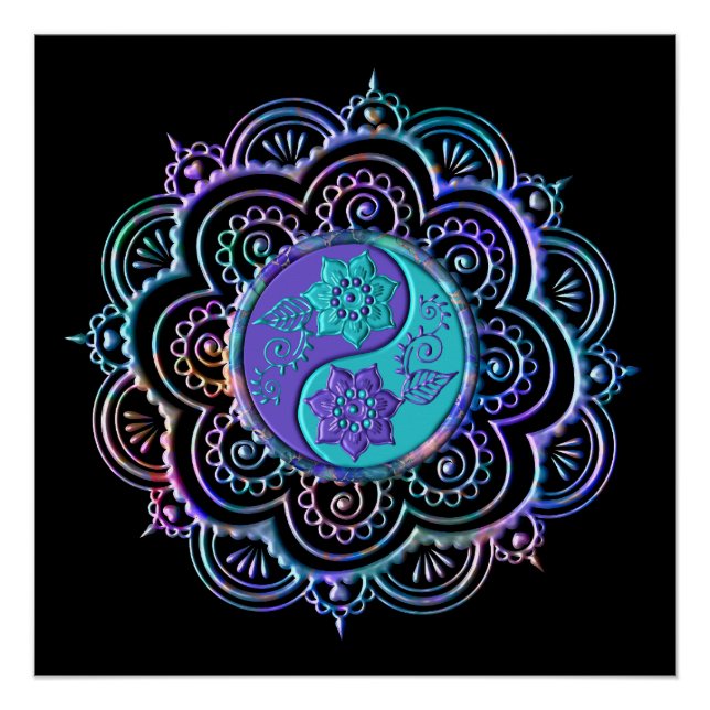 Póster Mandala Azul e Roxo (Frente)