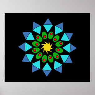 Poster - Mandala Azul e Verde
