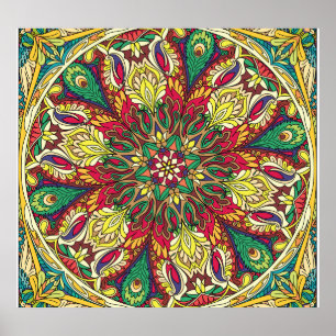 Poster Mandala Bandana: Vintage Seamless Design.