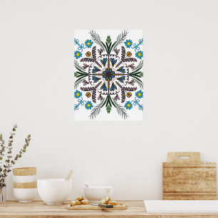 Poster Mandala Boêmio Colorido Floral Planta