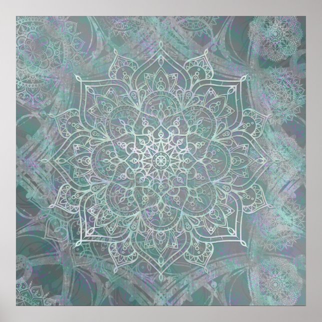 Poster Mandala Boho Chic Iridescente (Frente)
