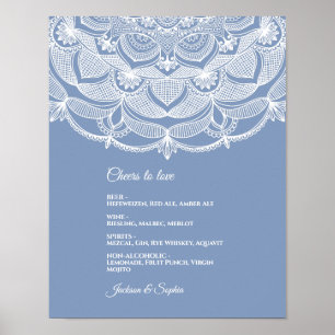 Poster Mandala branca azul empoeirada elegante