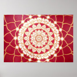 Poster Mandala Burgundy Dourada Platinum Branco Luminoso