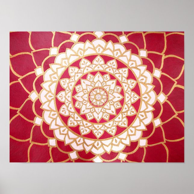 Poster Mandala Burgundy Dourada Platinum Branco Luminoso (Frente)