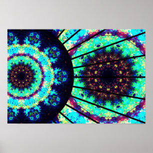 Poster Mandala Celular Fluorescente Detalhada