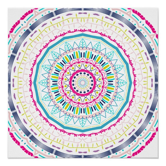 Póster mandala colorida (Frente)