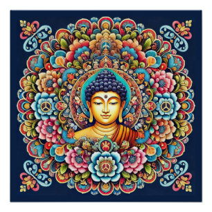 Póster Mandalá com buda