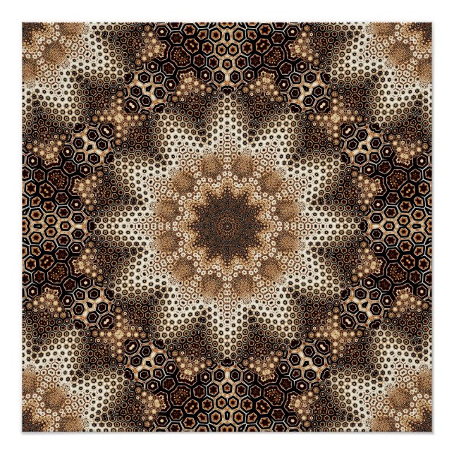 Póster Mandala com Elementos Hexagonais (Frente)