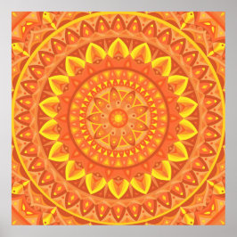 Poster Mandala Criativo Boho Vibrante Energético Laranja
