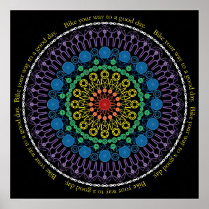 Poster Mandala da bicicleta do bom dia com texto do