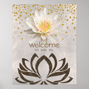 Póster Mandala Damask Lotus Bem-Vindo Meditação Yoga