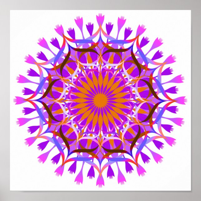Poster Mandala Damask Lotus Flower Art Elegant (Frente)