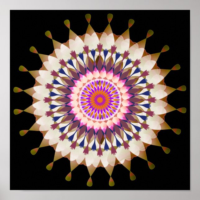 Poster Mandala Damask Lotus Flower Art Elegante (Frente)