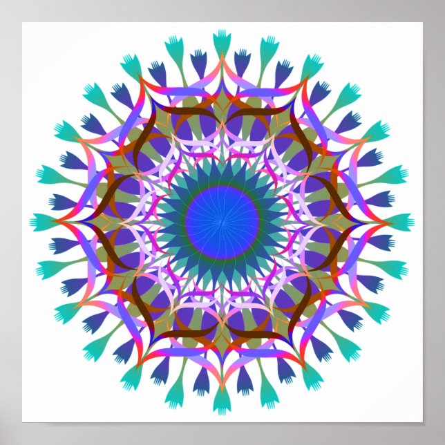 Poster Mandala Damask Lotus Flower Art Elegante (Frente)