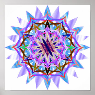 Poster Mandala Damask Lotus Flower Art Elegante