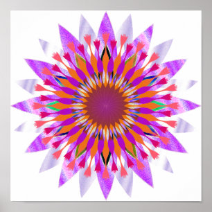 Póster Mandala Damask Lotus Flower Art Elegante