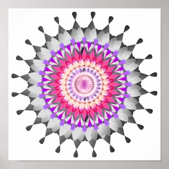 Poster Mandala Damask Lotus Flower Art Elegante (Frente)
