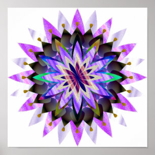 Poster Mandala Damask Lotus Flower Art Elegante