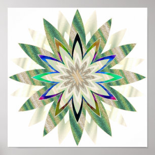 Póster Mandala Damask Lotus Flower Art Elegante