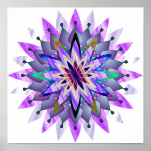 Poster Mandala Damask Lotus Flower Art Elegante