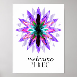 Póster Mandala Damask Welcome Lotus Flower Art Elegante