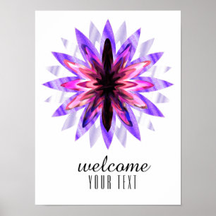 Póster Mandala Damask Welcome Lotus Flower Art Elegante