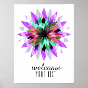 Póster Mandala Damask Welcome Lotus Flower Art Elegante