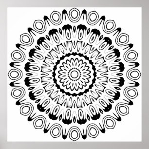 Poster Mandala de Anel de Contraste Ousado com Camadas de