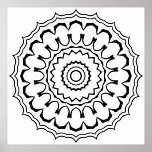 Poster Mandala de Anel Escalonado Ousado com Ondas Sobrep