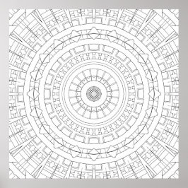 Poster Mandala de Anel Mecânico Arte de Colorir com Preci