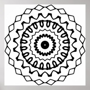 Poster Mandala de Anel Ondulado em Negrito com Arte de Bo
