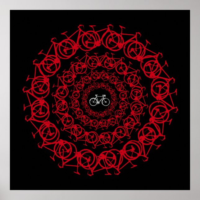 Póster mandala de bicicletas vermelhas (Frente)