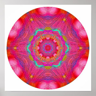 Póster Mandala de cristal cor-de-rosa