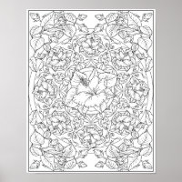 Mandala de Flor de Hibisco para Colorir Adulto 
