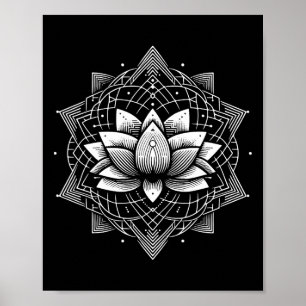 Poster Mandala de Flor de Lótus Geometria Sagrada Arte Ge