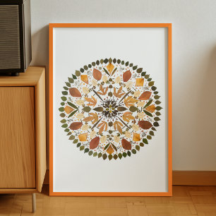 Poster Mandala de Flor Prensada l Floral Botânico de Outo